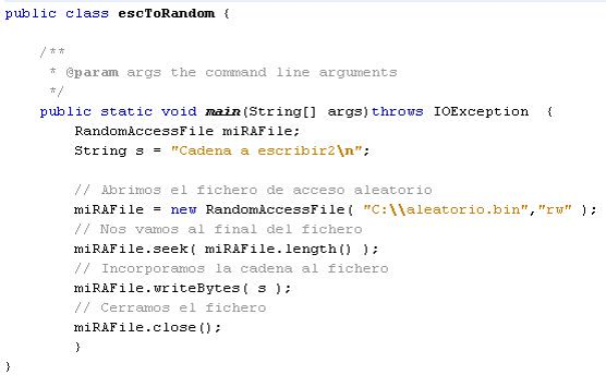 Crear fichero y escribir al final