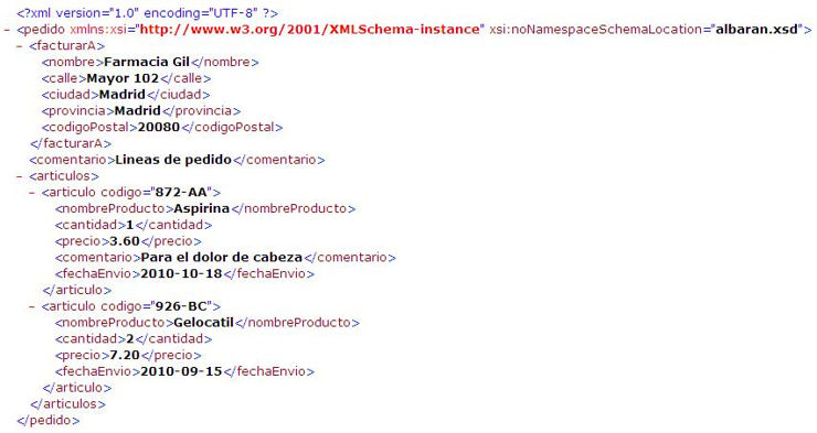 Crear fichero albaran.xml