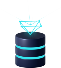 Representación de una base de datos en azul oscuro.