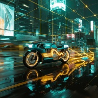 Imagen futurista de una moto.