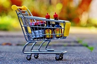 Carrito de la compra mini con artículos