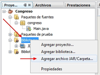 Agregar archivo JAR/Carpeta