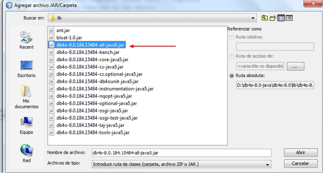 Abriendo el archivo jar