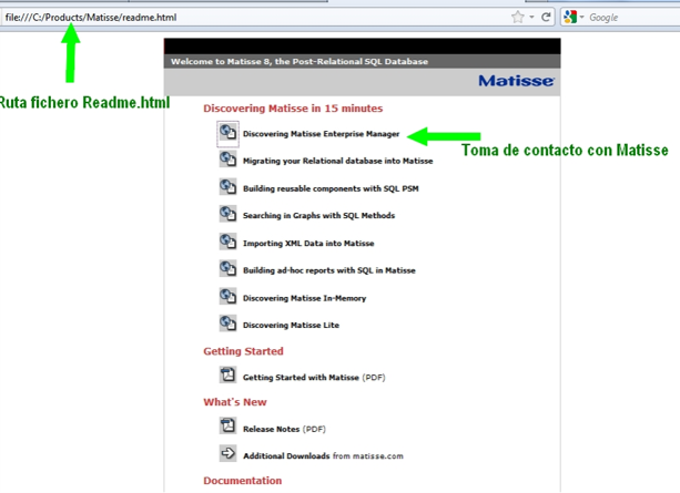 Fichero Readme.html de Matisse