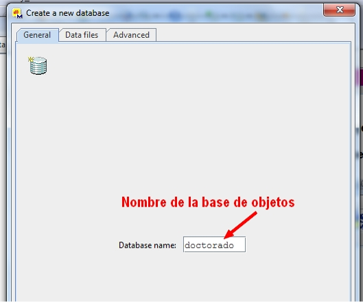 Damos nombre a la base de objetos