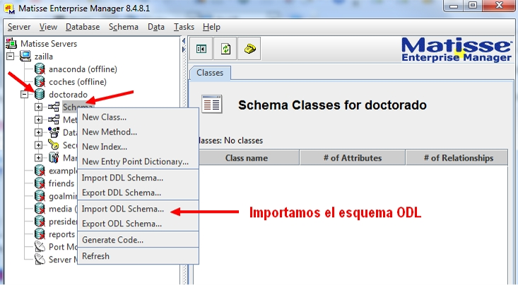 Importar esquema ODL