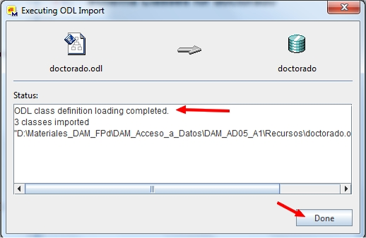 Importación ODL realizada