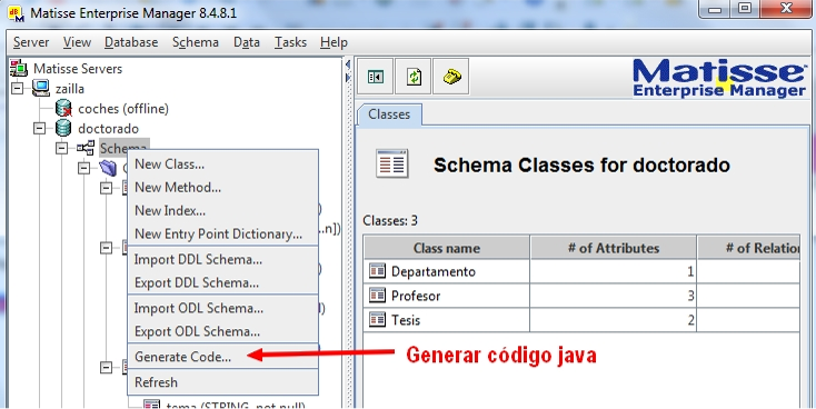 Desde Matisse generamos código java