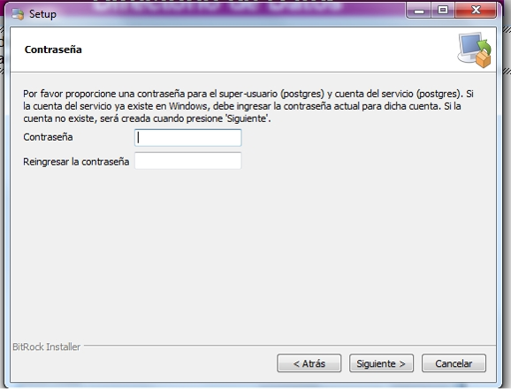 Contraseña Superusuario y Servicio