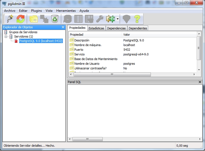 Ejecutar servidor PostgreSQL