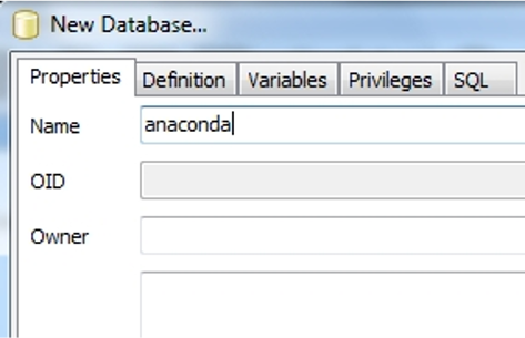 Crear la base de datos anaconda