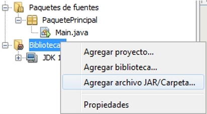 Agregar archivo JAR/Carpeta
