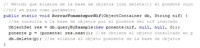 Código java que elimina un objeto imple.