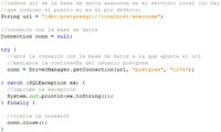 Código java de conexión de una base de datos.