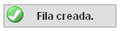 Icono y texto informativo de Fila creada.