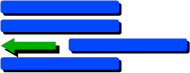Barras azules con flecha verde.