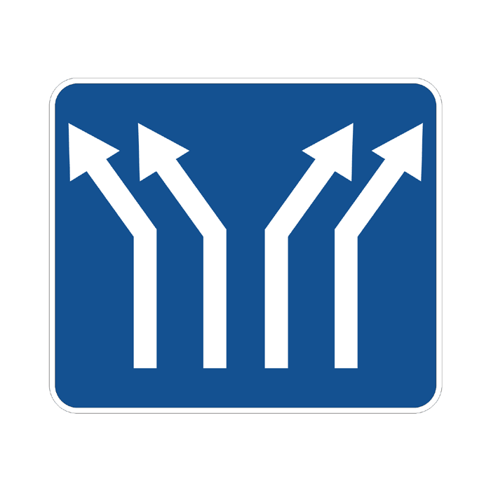 Señal azul con flechas blancas 