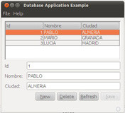 Captura de pantalla que muestra la manera diseñar  un base de datos sencilla utilizando NetBeans incluyendo nombre y ciudad de los usuarios que se van a almacenar en esa base de datos.