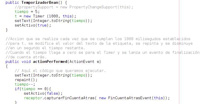 Imagen del código de creación de una clase JavaBeans para crear el componente Temporizador.
