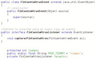 Imagen del código de la gestión de eventos de una clase JavaBeans para crear el componente Temporizador.