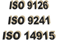 Esquema formado por tres líneas, donde podemos leer de arriba a abajo y respectivamente, “ISO 9126”, “ISO 9241” y “ISO 14915”.