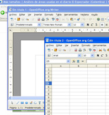 Captura de pantalla donde se muestra la apariencia de varias ventanas abiertas en OpenOffice.org Writer.
