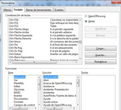 Captura de pantalla donde se muestran los atajos de teclado en el software OpenOffice.org Writer.