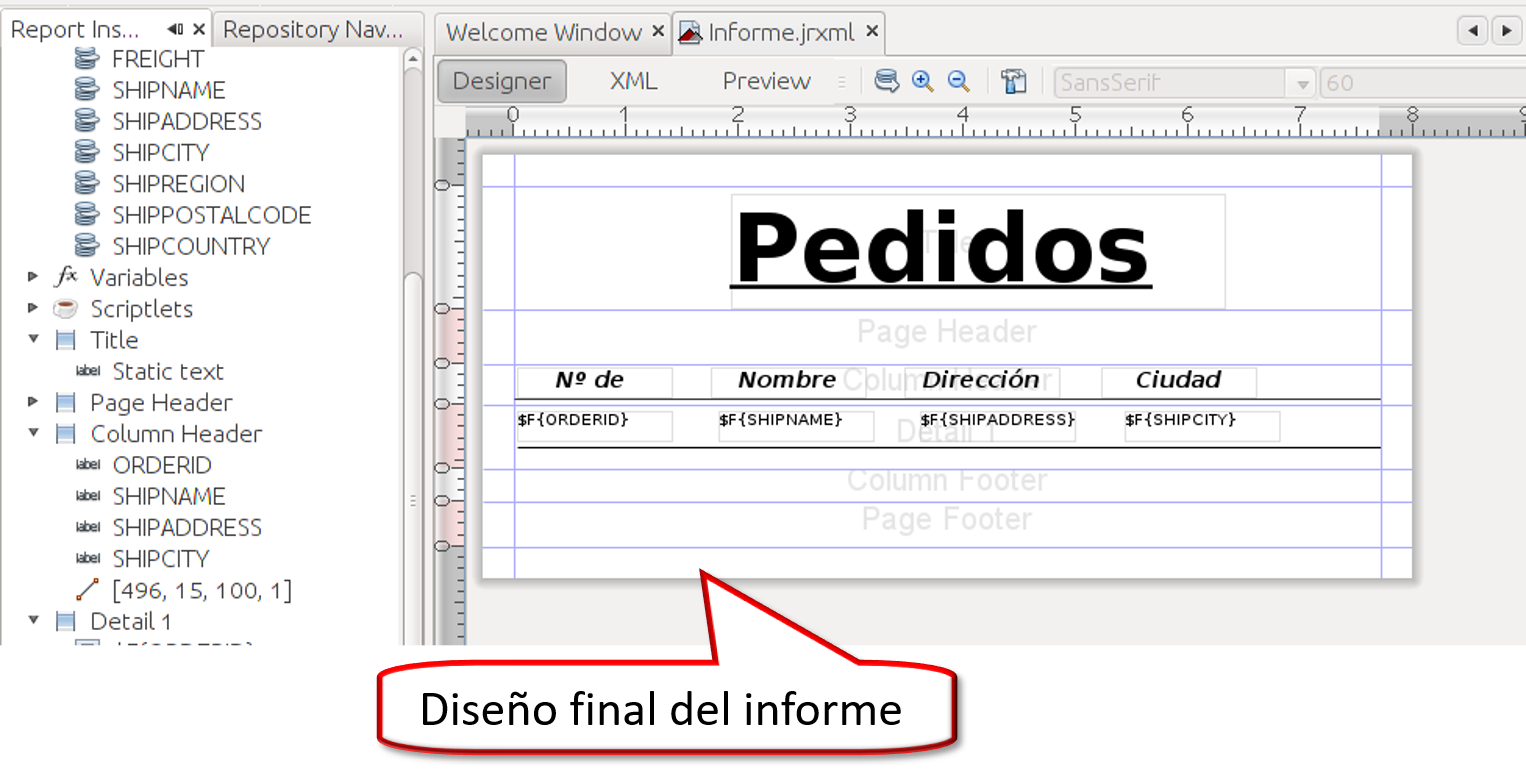 Diseño final del informe