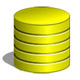 Icono de una base de datos, consistente en un cilindro, de color amarillo con unas bandas marcadas a lo ancho.