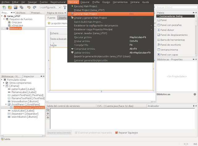 Ejecutar y generar Main Project