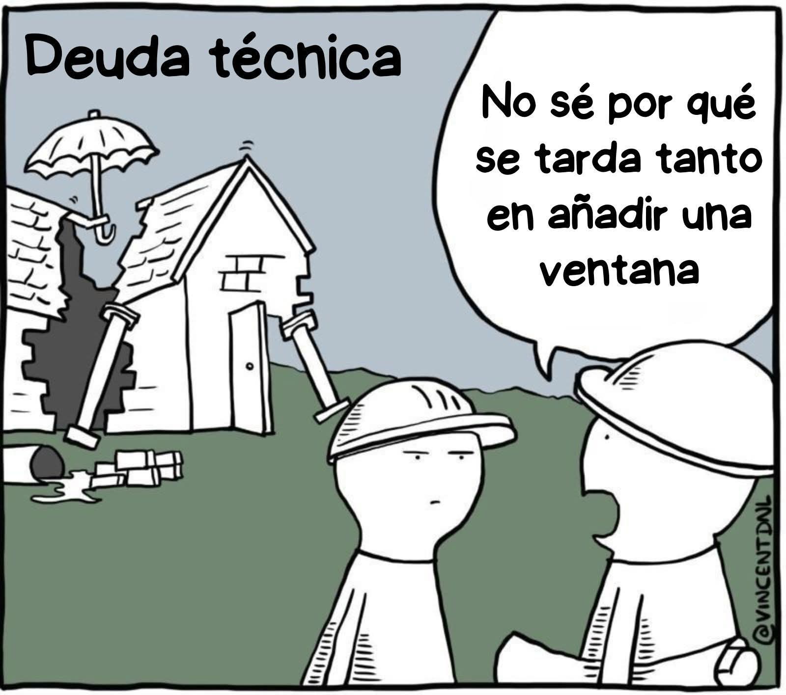 Una imagen del problema de la deuda técnica en la que se ve mal montada una casa.