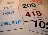 Imagen con tarjetas que muestras GET, POST, PUT, DELETE y códigos de error en otras tarjetas al lado.