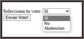 Imagen que muestra un formulario con un desplegable