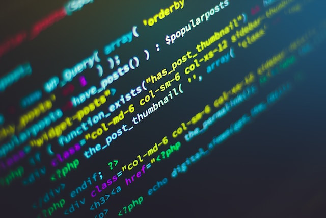 Foto de un código en PHP.