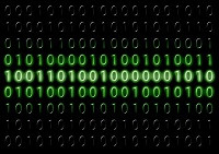 Ceros y unos en verde sobre fondo negro