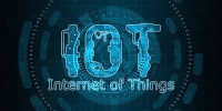 Internet of things en azul claro sobre negro