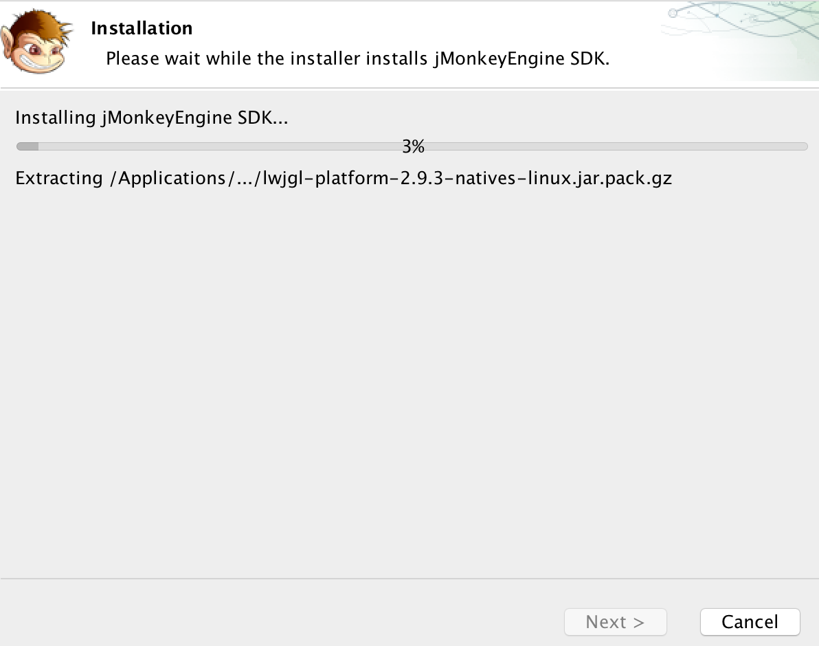 Proceso de instalación de JMonkeyEngine.