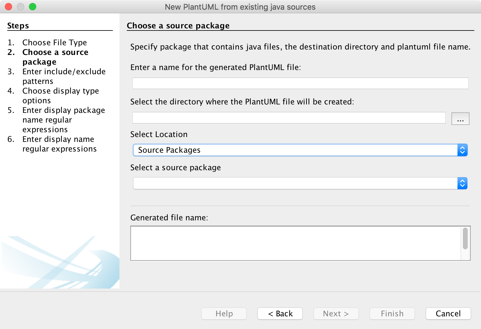 Asistente para la creación del diagrama UML en NetBeans.