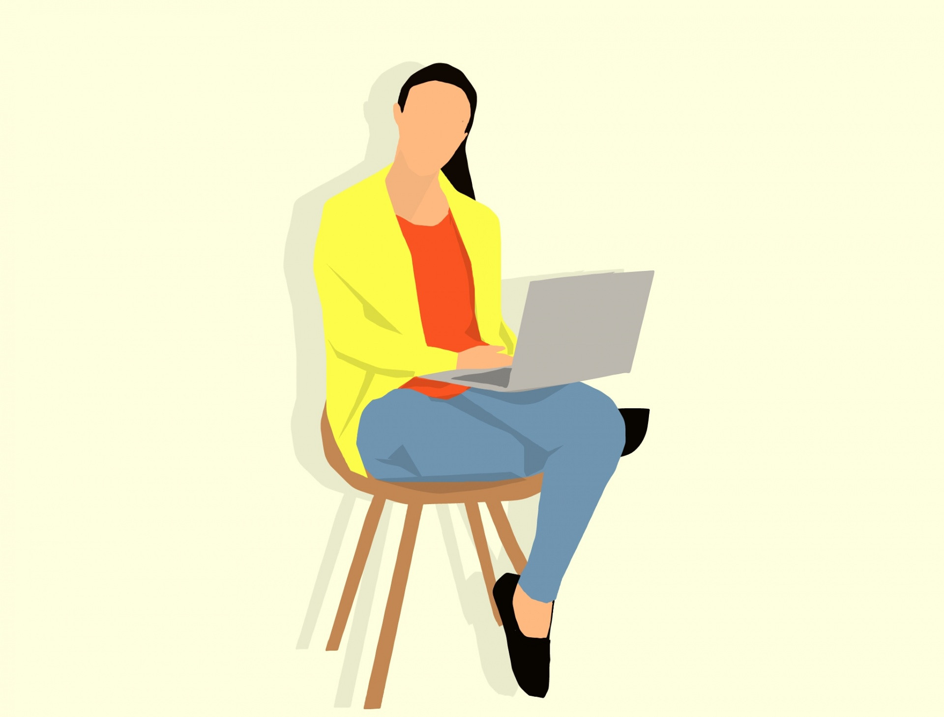 Ilustración Mujer Con Portátil