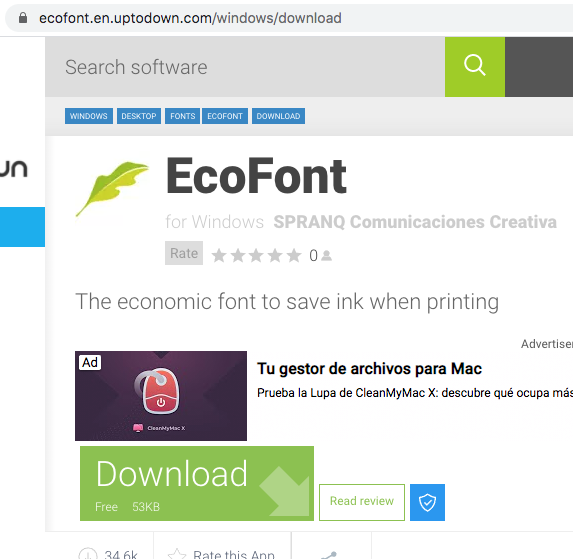 Ilustración Descarga de fuente económica desde EcoFont