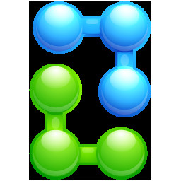 Ilustración de un dibujo con bolas azul y verdes