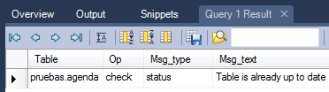 Ilustración de una captura en Workbench de ejecutar check table