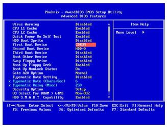 Ilustración que muestra la configuración de inicio desde la Bios