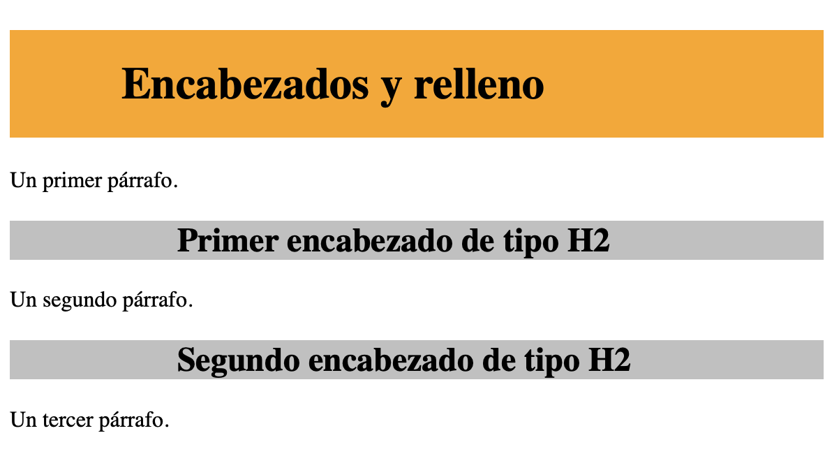 Ejemplo con PADDING
