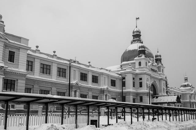 Edificio en la nieve