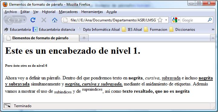 Previsualización del código HTML