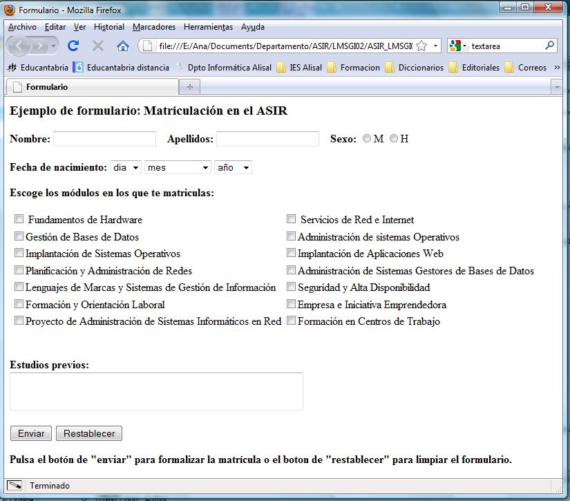 Ejemplo de formulario