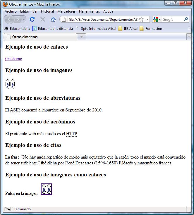 Ejemplo de uso de enlaces