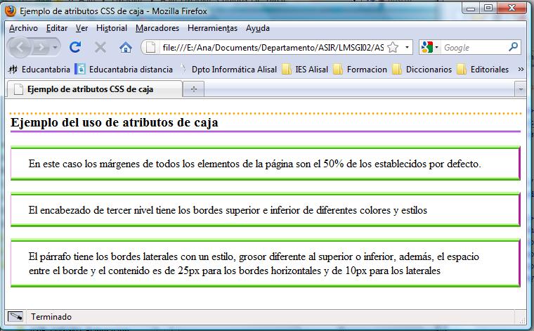 Ejemplos de uso de atributos de caja