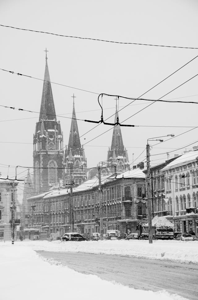 Edificio en la nieve